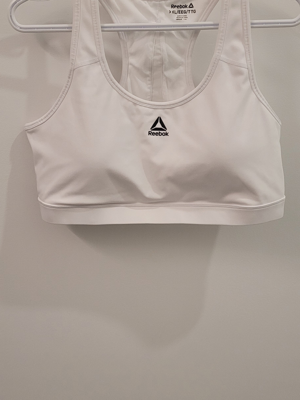 Reebok White Racerback Sports Bra with Logo
